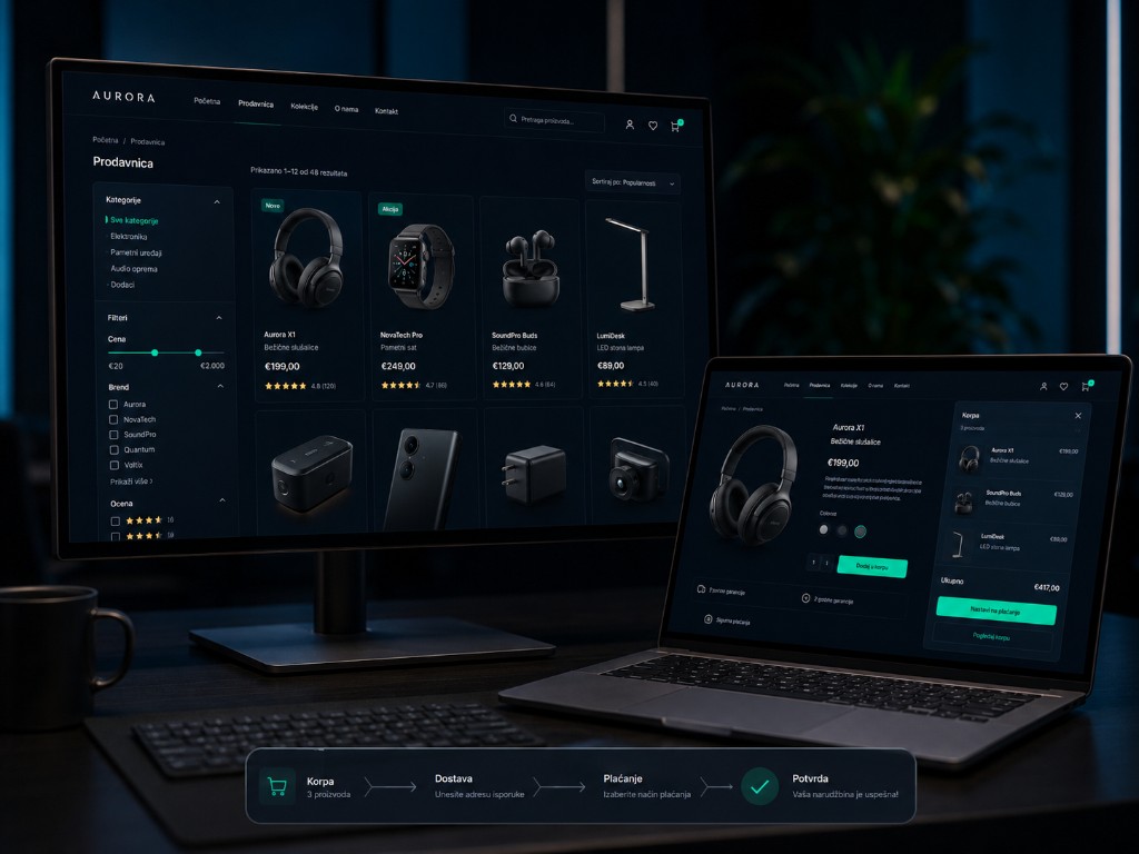Izrada web prodavnice — prikaz na računaru